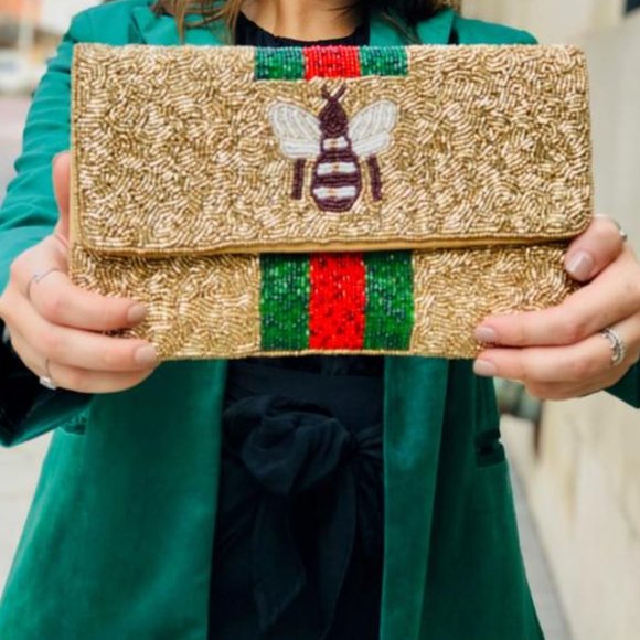 Queen Bee Beaded Crossbody Gold - Picture 2 of 2